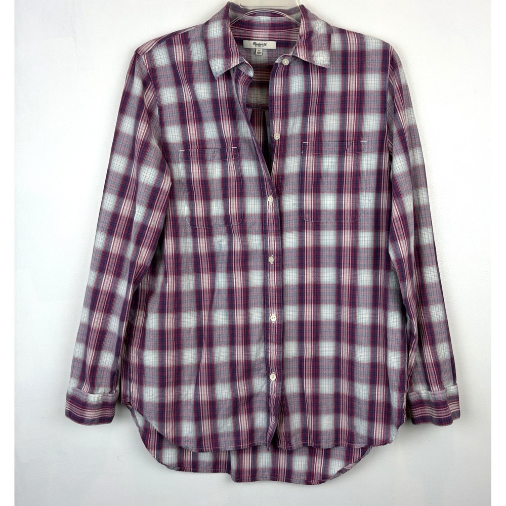 Madewell Plaid Shirt Womens Medium Collared Long Sleeve Cotton Casual